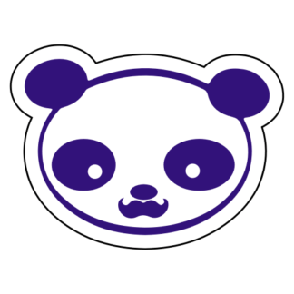 Young Panda Funny Moustache Sticker (Purple)